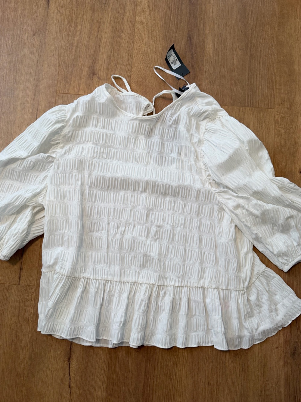 Primark White Textured Ruffle-Hem Blouse